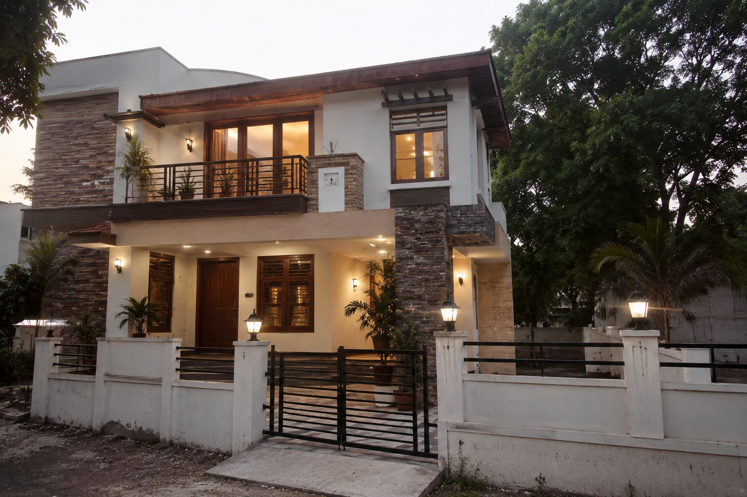 Luxury Villa Exterior at Sunset